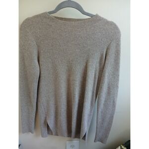 Kokun 100%‎ Cashmere Sweater Womens Ribbed Knit Long Sleeve Tan M Medium